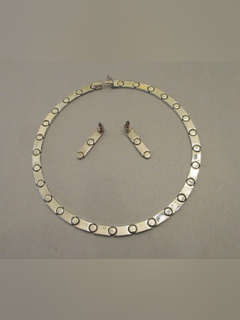 Vintage Milor Italy 925 Sterling Silver Reversible Screw Link Necklace Set 39.8g